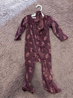 Baby Floral Footed One-Piece in Plum
